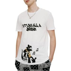 Elevenparis Mens It Was All A Joke Graphic T-Shirt, White, S, DM